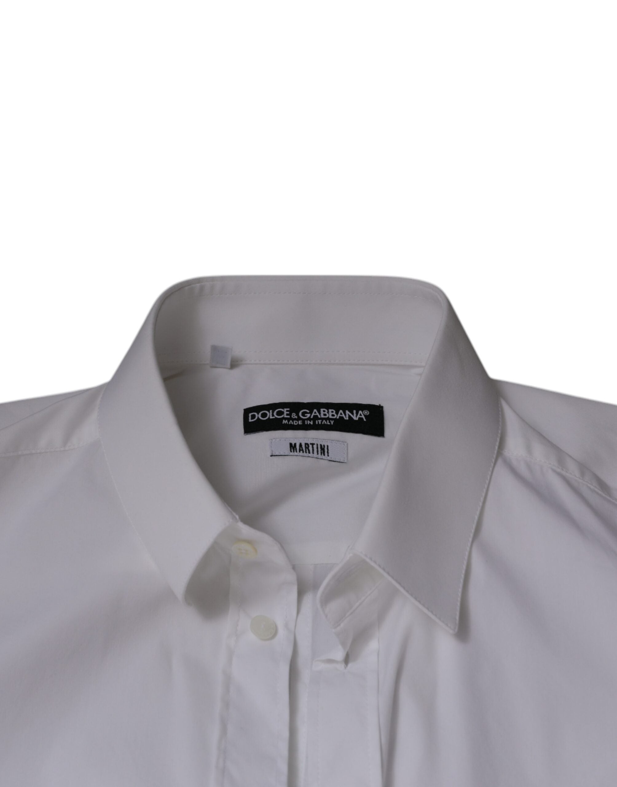 Dolce & Gabbana White Cotton Blend Men's MARTINI Dress Shirt